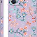 for iPhone 12 Mini Case Fashion Flower Slim Soft Liquid Silicone Rubber Phone Cover for iPhone 12 Mini 5.4 inch-Leaf Purple