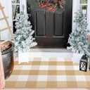 Front Door Mats Outdoor 24''X35'' Khaki and White Fall Layered Doormat Cotton Woven Farmhouse Washable Small Area Rug for Welcome Mat/Entryway/Bedroom/Living Room