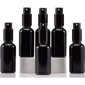 YIZHAO Black Glass Spray Bottles 1oz, with Small Fine Mist Spray, Metal Cap, Refillable for Essential Oil,Travel,Cleaning,Perfume,Aromatherapy,Makeup  6 Pcs