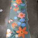 5x7 Floral Washable Area Rugs, Lagre Living Room Rug Floral Vintage Soft Ultra Thin Kids Bedroom Carpet Rug for Girls Playroom Entryway, Green