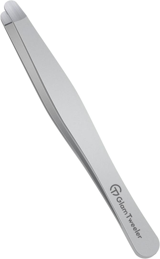 Premium Hand-Made Tweezers with Safe Rounded Tip & Comfort Spring for Pain-Free Plucking, Thick Stainless Steel for Precise Grip on Eyebrows & Facial Hair, Designed for Women and Men