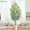 Artificial Palm Tree 7ft Tall Fake Palm Tree Indoor Decor with 18 Leaves and Real Bark Design Faux Tropical Areca Palm Silk Floor Plant in Pot for Home Office Living Room Bedroom Decor 2pcs