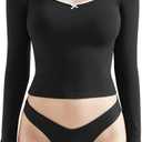 OMKAGI Womens Lounge Set Lace Square Neck Long Sleeve Tops Wide Leg Pants 2 Piece Outfits (Black, XL)