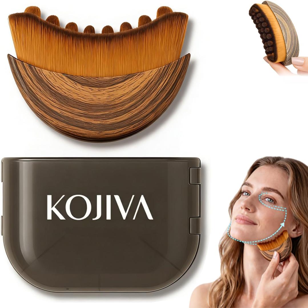 Kojiva Lymphatic Face Brush, Lymphatic Contour Face Brush Curved, Facial Lymphatic Drainage Massager Brush for Sculptingm, Reduce Puffiness & Double Chin Reducer, Improves Skin Glow Absorption (1PCS)