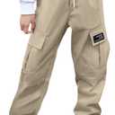 SANGTREE Women Cotton Cargo Pants Drawstring Jogger,Khaki,X-Large (Brown, XL)