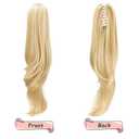 Ponytail Extension,Hair Extension Ponytail 20" Long Claw Hair Extension Synthetic Wavy Straight Hairpieces Ponytail Clip in Ponytail Wig Daily Fluffy Pony Tail for Women(Light Honey Blonde)