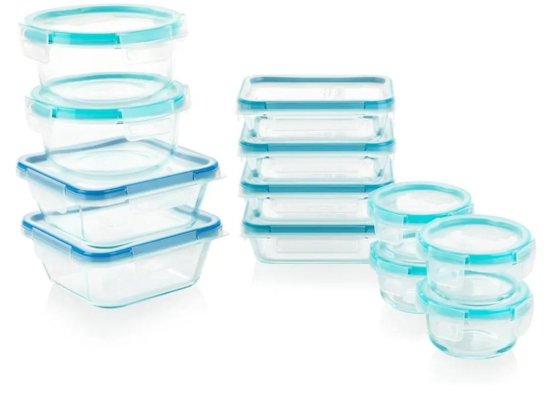 Snapware Glass Total Solutions (12-Pack) Food Storage Containers Set, (1, 2 & 4 Cup), Airtight & Leakproof Plastic Locking BPA-Free Lids, Freezer Dishwasher Microwave Safe