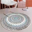 Faux Fur Boho Round Rug Round Area Rug Washable Rug Non-Slip Gray and Blue Small Round Rug Ultra Sofa Carpet for Living Dining Room Bedroom 3'x3' Round Blue/Multi