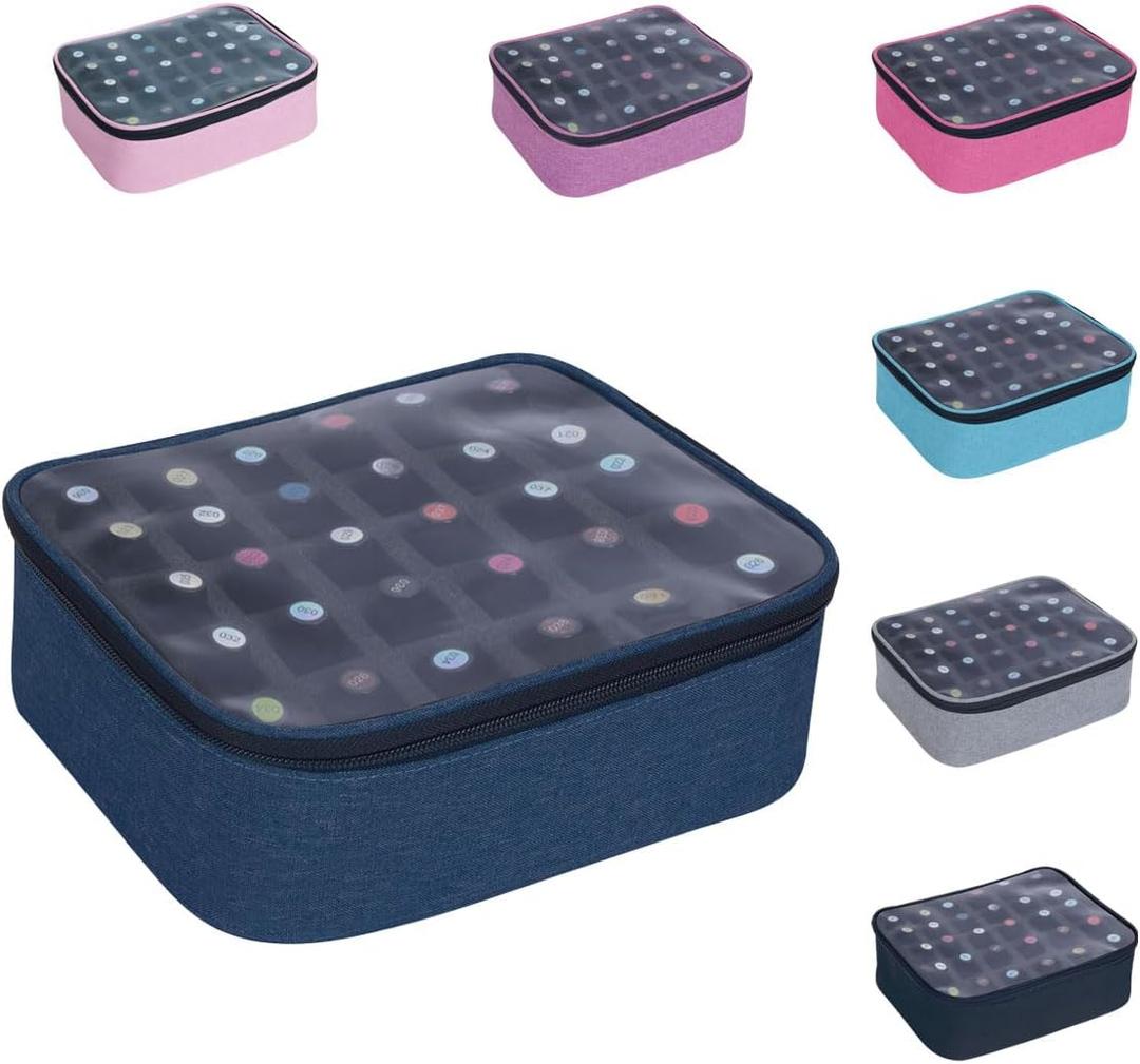 Small Clear Nail Polish Organizer Holds 30 bottles(15ml-0.5fl.oz) Nail Polish Case Multifunctional Nail Polish Bag organizer, Cosmetic Travel Makeup Cases for Women Blue