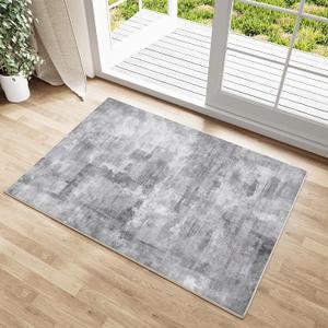 2x3 Washable Area Rug Grey Abstract Modern Entryway Kitchen Non Slip Throw Rug Living Room Bedroom Indoor Doormat Small Soft Thin Simple Carpet for Entrance Bathroom (2' x 3' (Rectangular))