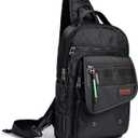 NICGID Sling Bags, Chest Shoulder Backpacks Crossbody Purse Outdoor Chest Bag Travel Backpack for Men Women (Black-385)