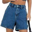 Kedera Womens High Waisted Boxy Denim Shorts Summer Fashion 2025 Casual Button Down Baggy Jean Shorts with Pockets, XL