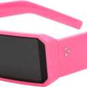 TYA Oversized Wrap Around Sunglasses for Women Men, Futuristic Rave Curved Lens Shades, Fashion Trendy Shield Sun Glasses (Small Pink Frame - Black Lens)