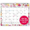 CRANBURY 2026 Large Wall Calendar 12x15, Floral Hanging Monthly Calendar 12 x 15 with Big Daily Spaces, Jan–Dec 2026, Includes Planning Stickers