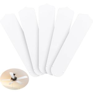 Lineshading 5 Pack 16 1/2" Replacement Fan Blades for 42" Ceiling Fan Waterproof Weatherproof Blades Replacement for Broken Substitution Replacing Indoor Summer(White)