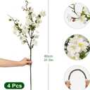Artificial Cherry Blossom Branches 31.5'', 4 Pack Faux Spring Flowers for Tall Vase, Realistic Flower Stems for Home Decor, Wedding, Easter, Table Centerpiece and Party Decor (Pure White)