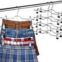 Szxc 2 Pack Skirt Pants Hangers with Adjustable Clips - 4 Tier Chrome with Black Vinyl - Non-Slip Durable - Closet Storage Organizer Space Saving (Pants Skirt Hangers (Set of 2)