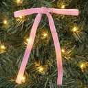 2 x RICHMYC 24Pcs Velvet Bows for Christmas Tree 5x7in, Pink Christmas Derorations Xmas Ornaments Vintage Ribbon Bows for Gift Wrapping Wreath Candy Bags DIY Crafts Holiday Decor,