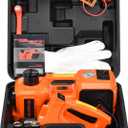 Electric Car Jack Kit 5 Ton 12V Floor Jack Portable Hydraulic Car Jack with Impact Wrench and Tire Inflator Pump for SUV Sedans Tire Change with LED Light, Lifting Height 6 to 17.7 Inch