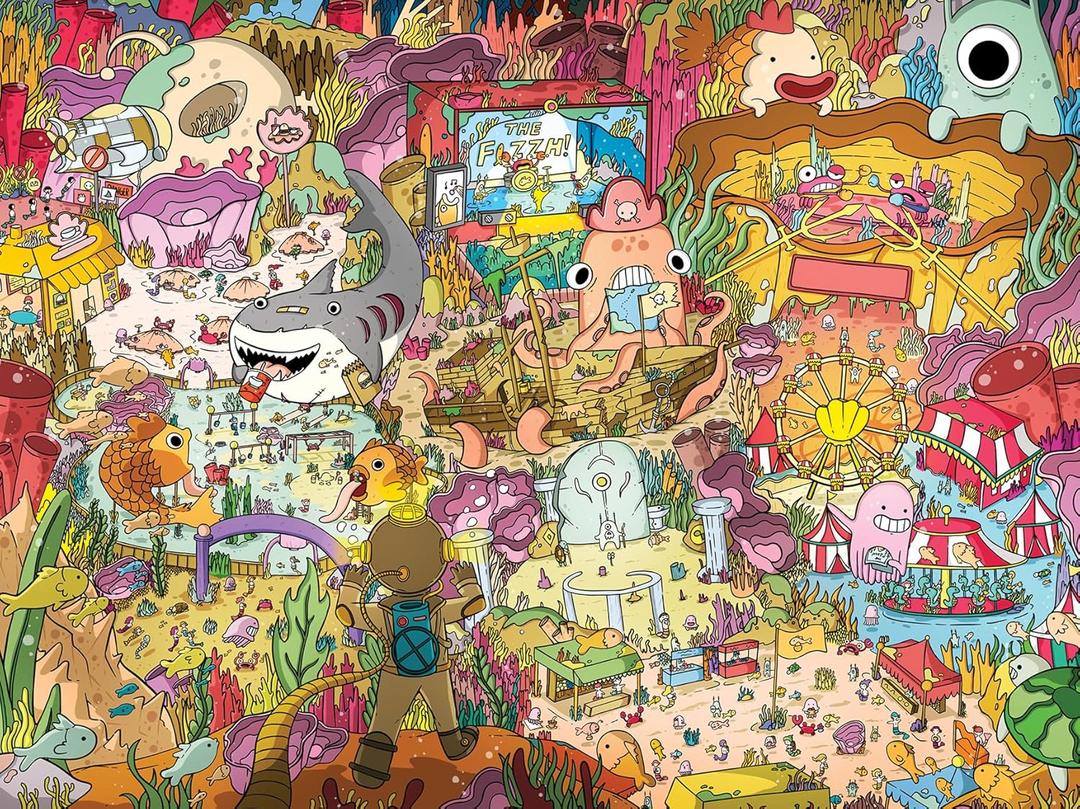 Lucky Puzzles 'Giggles Under The Sea' | 500 Piece Jigsaw Puzzle | Colorful Underwater Scene with Whimsical Sea Creatures | Family Fun | Unique Brain Teaser