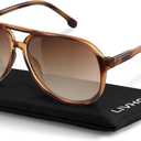 livho Trendy Polarized Aviator Sunglasses Women Men, Retro Sun Glasses for Women Men 2025, Oversized UV Protection Shades, Dark Brown/Gradient Brown