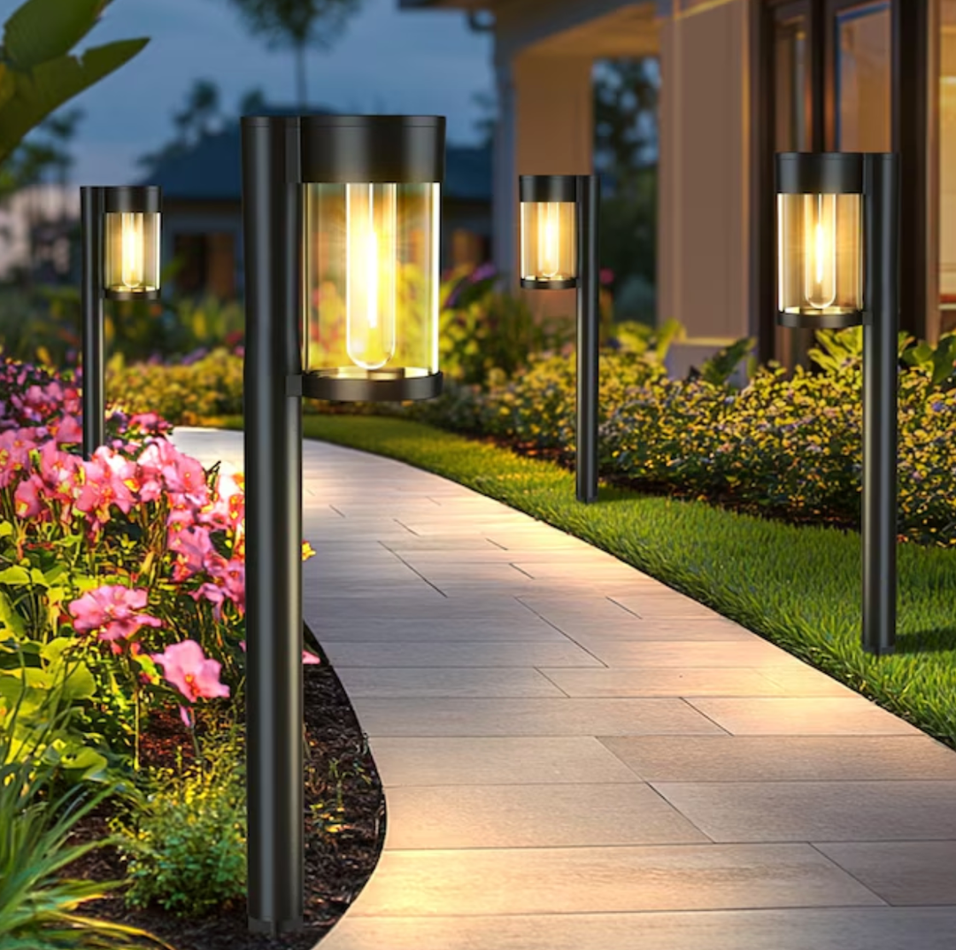 Solar Pathway Lights Outdoor 15 Pack Glass Metal Warm White LED Waterproof Garden Yard Patio Lawn Walkway Driveway Landscape Lighting