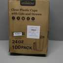 Charmount 24 oz Clear Plastic Cups with Lids and Straws, 100 Sets Disposable To Go Cups for Cold Drinks, Iced Coffee, Coffee Bar Accessories, Smoothies