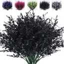 RECUTMS Artificial Flowers Outdoor Fake Plants Artificial Fake Flowers, Faux Outdoor Plastic Plants UV Resistant Shrubs No Fade Faux Plastic Plants Garden Porch Window Box Decorating(Black) (8 Bundles)