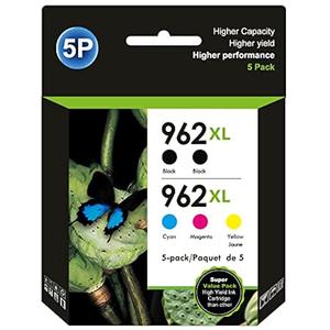 962XL Ink Cartridges Combo Pack Remanufactured for HP 962XL Ink Cartridges Combo Pack for HP 962 XL for HP Ink 962 for HP 9010 Ink Cartridge Officejet Pro 9010 9015 9020 9018 9025 Printer (5Pack)