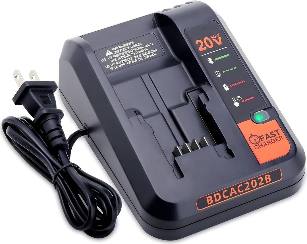 BDCAC202B 2.0A Charger Compatible with Black & Decker 12V MAX and 20V Battery LBXR20 LBXR2020 LBX4020 LBX20 LBD1520S, Compatible with Black and Decker 20V MAX Lithium Battery Charger Replacement