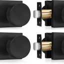 4 x Haidms Matte Black Door Knobs Passage, Heavy Duty Square Matte Black Hall and Closet Door Knobs for Hallway, Zinc Alloy Passage Door Knob Hallway (4 Pack)