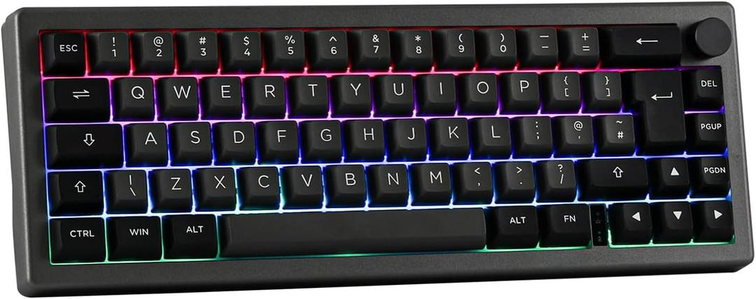 EPOMAKER EK68 65% NKRO Mechanical Keyboard Seal with Knob, ISO Layout (UK), Triple Mode Hot Swap Gaming Keyboard with 3000mAh Battery, for Win/Mac (Budgerigar Switch, Black Silver)