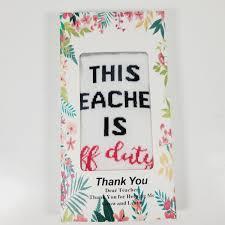 Best Teacher Ever Socks “This Teacher Is Off Duty” Sole Women's One Size 6 - 11 (Pack Of 4Pairs)