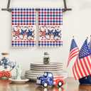 Artoid Mode Blue Red Buffalo Plaid Stars Patriotic 4th of July Kitchen Towels Dish Towels, 18x26 Inch Memorial Day Decoration Hand Towels Set of 2