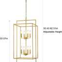 15.7" W x 33" H Lantern Chandelier for High Ceiling, 8-Light Matte Gold Foyer Light Fixture, Double Tiered Entryway Chandelier, Modern Farmhouse Hallway & Staircase Lighting