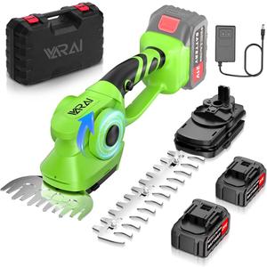 Hedge Trimmer Cordless, 2 in 1 Cordless Hedge Trimmer with 1500mAh Battery*2, High Power and Large Capacity Hedge Shears for Gardens, Patios and Lawns Charger Included