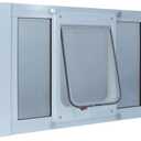 Ideal Pet Products Aluminum Sash Window Pet Door, Adjustable to Fit Window Widths from 23" to 28", Chubby Kat 7-1/2 x 10-1/2 Flap Size (7-1/2 x 10-1/2 Chubby Kat)