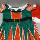 Hillban 3 Pcs Christmas Elf Costume Set Women Short Sleeve Christmas Dress Thigh High Socks Santa Hat (Medium, Bright Style)