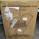 TOLRET Collapsible Shopping Cart with Wheels, 200 lbs Capacity Grocery Cart on Wheels with Storage Crate, Platform Hand Truck with Foot Brake, Yellow