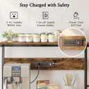 SUPERJARE Bakers Rack with Power Outlets, Microwave Stand, 31.5 X 16.5 Inch Larger Desktop, Kitchen Storage Rack with Adjustable Middle Shelf, 6 S-Shaped Hooks, Coffee Bar Stand, Rustic Brown