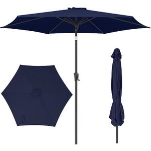 Outdoor Patio Umbrella with Push Button Tilt, 9 ft Navy Blue