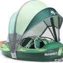 Mambobaby Float Add Tail Baby Swim Float with Canopy Solid Pool Infant Swim Trainer Swimming Training Lying Air Free Water Floats Non-Inflatable Waist Swim Ring for Toddlers (Crocodiles), Large