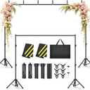 Backdrop Stand 10x7.5ft, Height Adjustable and Width Adjustable Backdrop Stand, Back Drop Stand for Balloon Arch, Photo, Parties