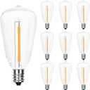 Edison LED Light Bulbs,10 Pack ST38 Clear Replacement Bulbs Fits C7 E12 Screw Base Light,Vintage 0.6W Dimmable Waterproof Bulbs for Indoor Outdoor Patio String Lights