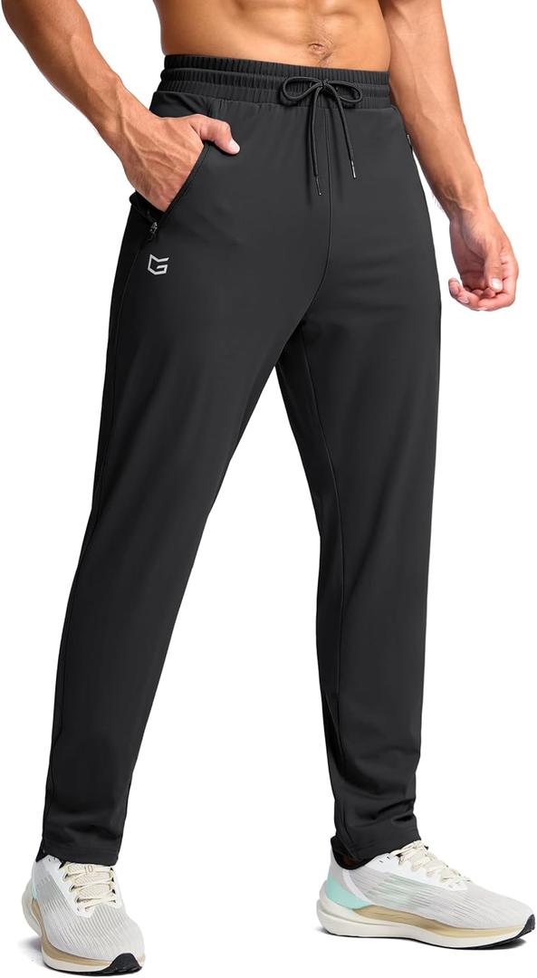 G Gradual Men's Inseam Tall Sweatpants with Zipper Pockets Stretch Long Joggers Athletic Workout Pants Men(Black, 36-XL)