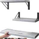 BAYKA Wall Shelves for Bedroom Decor, Floating Wall Shelves for Living Room Kitchen Storage, Mounted Rustic Wood Floating Shelves for Kids Books, Corner Shelves for Bathroom(Gray White Set of 3) | for Bedroom Decor, Floating Shelves, for Kids Books, for Bathroom