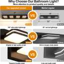 Torondo 360° Rotate LED Bathroom Vanity Light Fixtures, Acrylic Vanity Lights for Bathroom, Modern Wall Lighting Fixtures Over Mirror Living, Matte Black, Warm White, 4-Light, 27-Inch