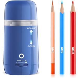 JARLINK Automatic Electric Pencil Sharpener - Hands-Free Operation, 3 Sharpness Modes, 3-Second Sharpening, Rechargeable & Portable for 7-12mm Pencils, Ideal for Classroom and Home Use (Blue)