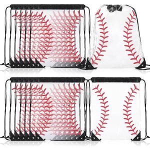 12 Pcs Clear Drawstring Bags Gift Packaging Party Favor Bags Drawstring Backpack Adjustable for Men Women Sports, (Softball)