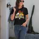Womens Baseball Shirt Game Day Shirts Baseball Team Shirt Funny Fan Short Sleeve Tee (Black, L)